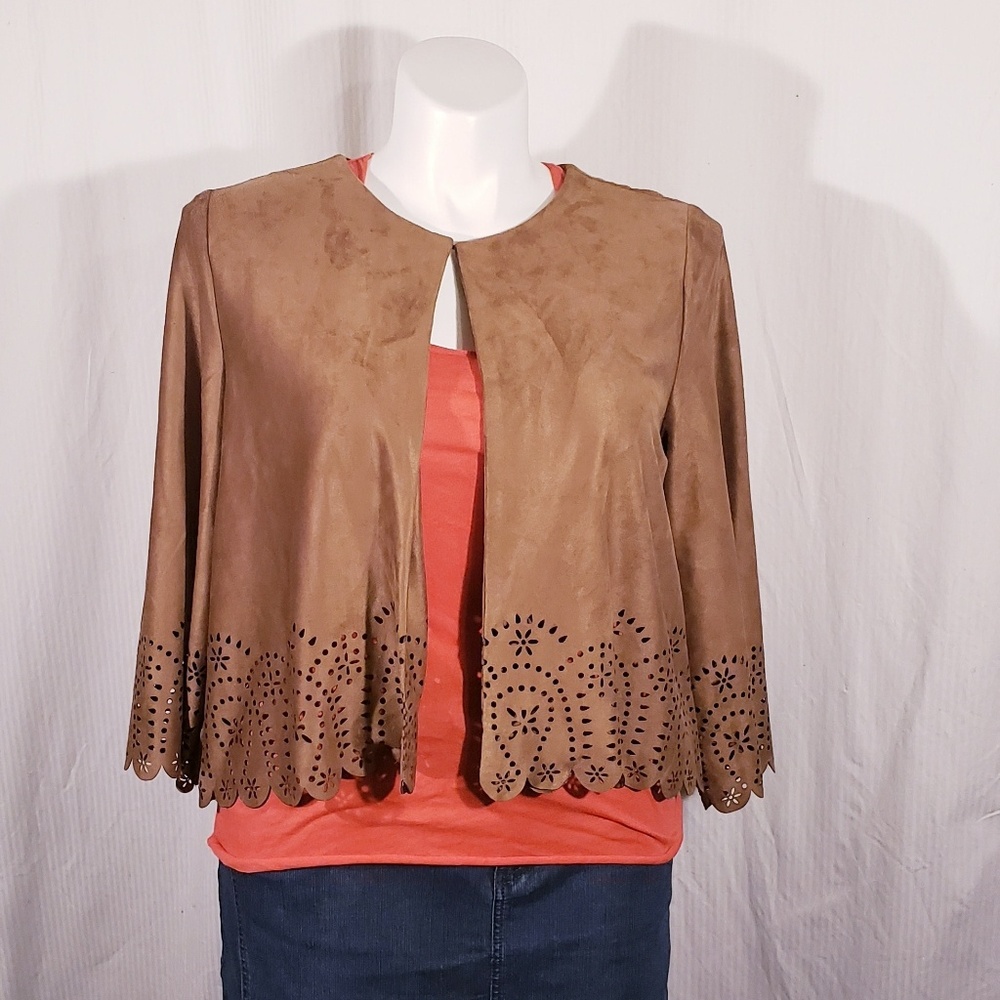 STYLUS Tan Laser-Cut Blazer